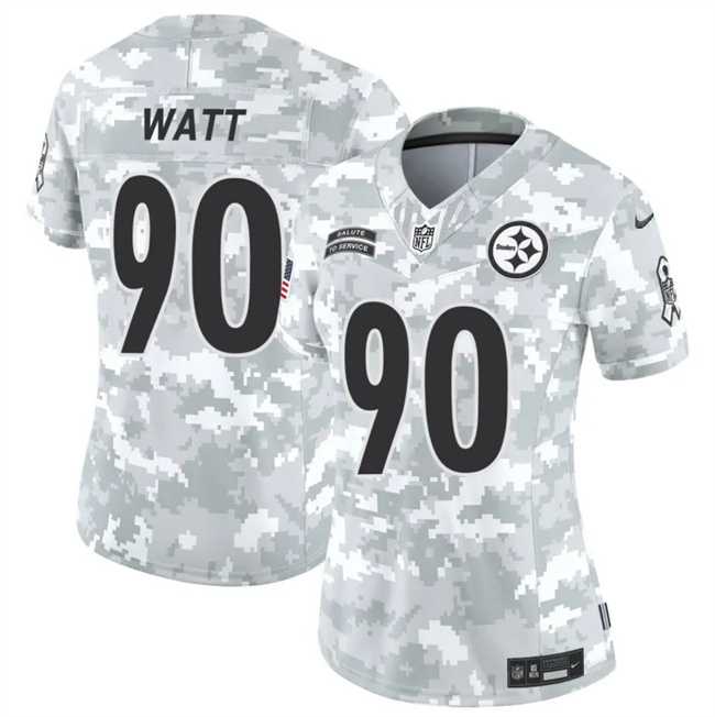 Womens Pittsburgh Steelers #90 T. J. Watt 2024 F.U.S.E Arctic Camo Salute To Service Limited Stitched Jersey Dzhi